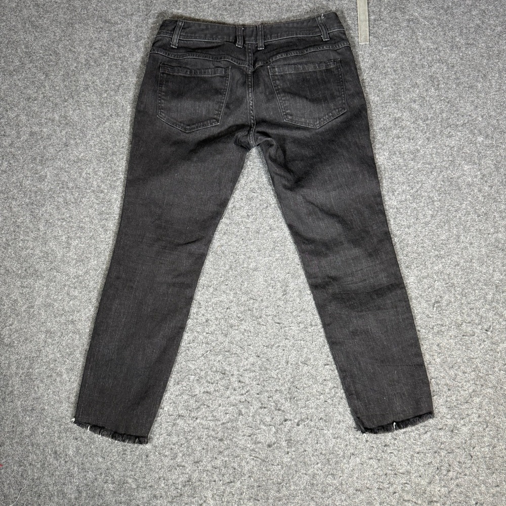 Free People Distressed Black Skinny Jeans Knee Blowout Raw Hem Womens 28 61855 - Picture 4 of 8